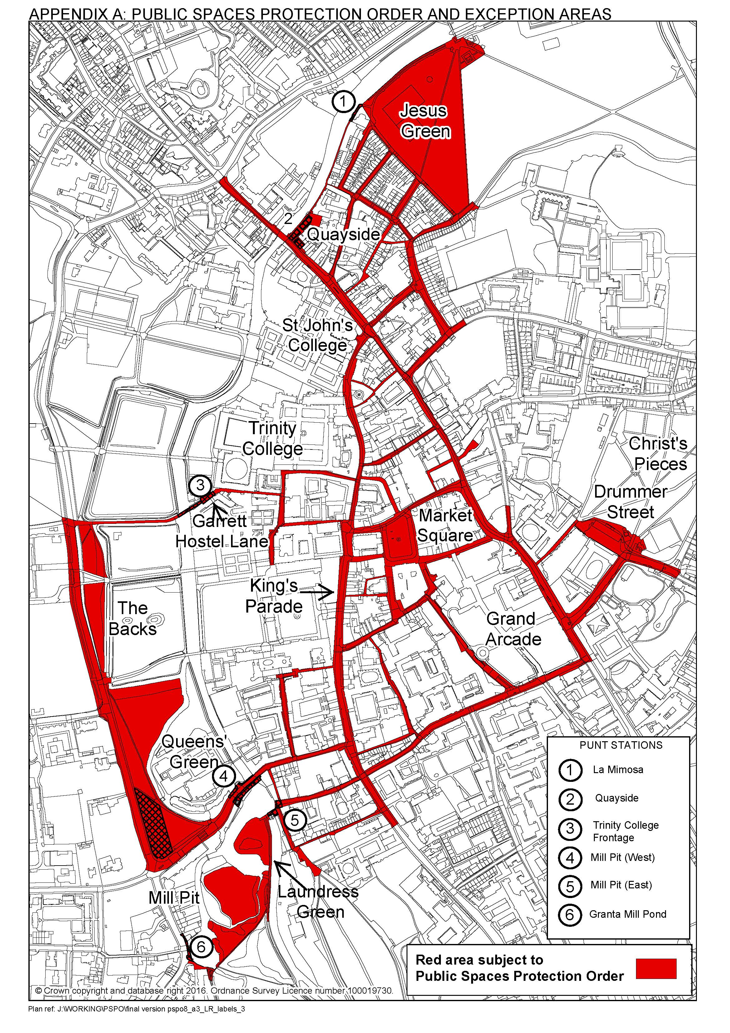 Image of the streets and open spaces covered by the Public Spaces Protection Order Touting