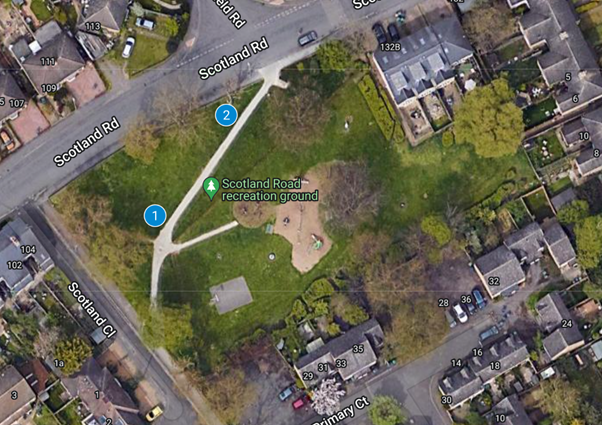 Two potential locations for the benches